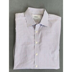 Charles Tyrwhitt Mens Red Blue Extra Silm Fit Non-Iron Dress Shirt Size 17.5/36